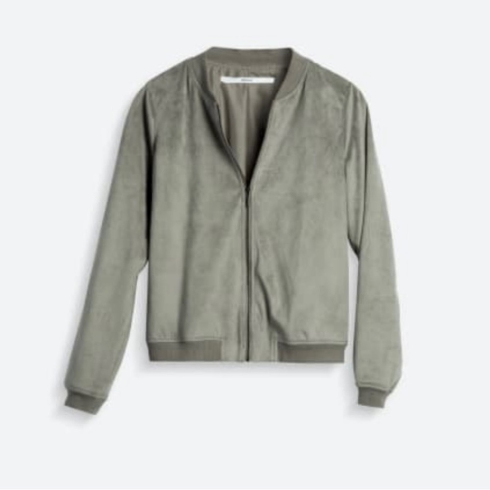 Kensie sage green suede bomber jacket